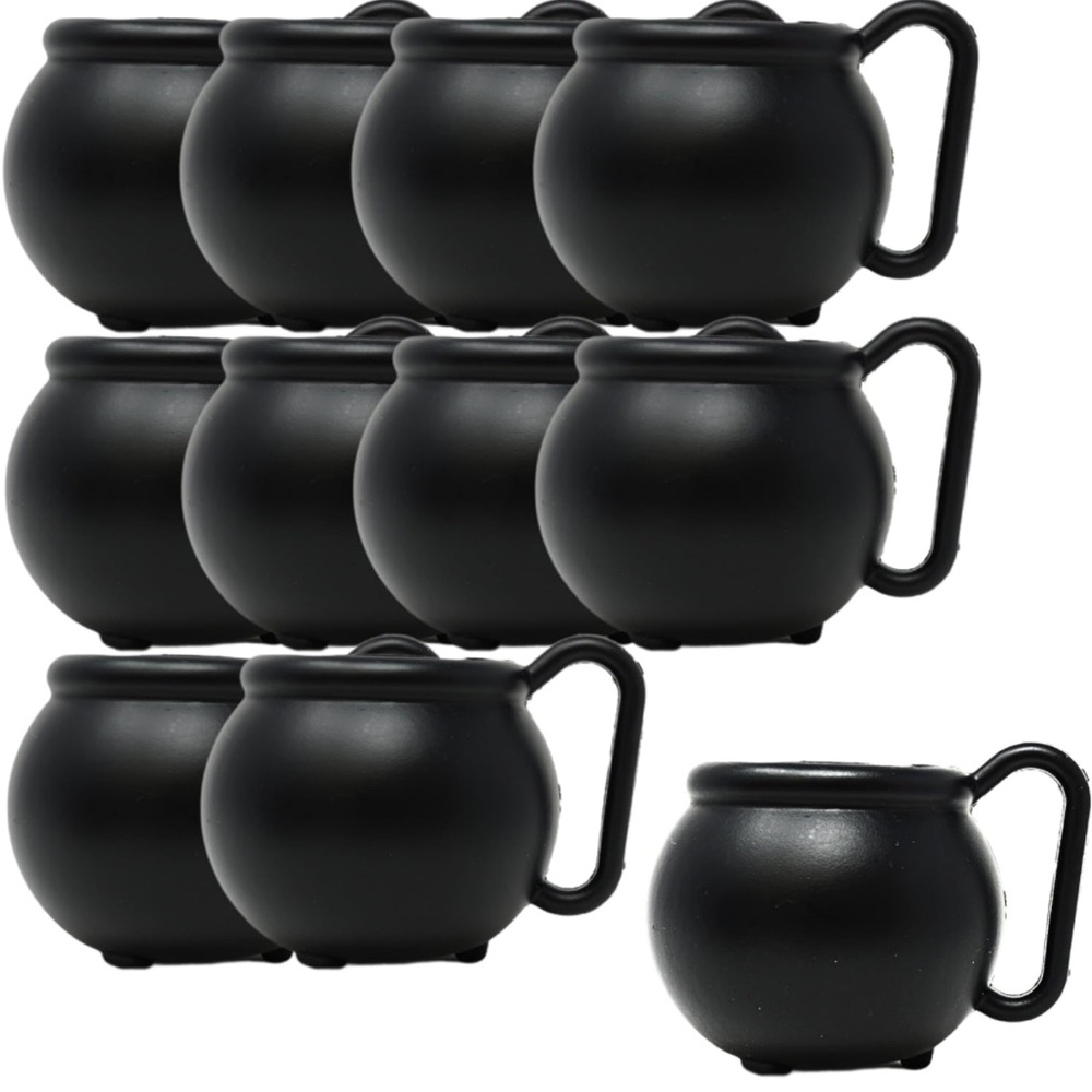 4E's Novelty Cauldron Mugs (12 Pack) Plastic 12 OZ Witch Black Cauldron Cups.